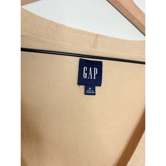 Gap Linen Cardigan Sweater Beige Tan Button Up Womens XL Minimalist - Picture 9 of 9